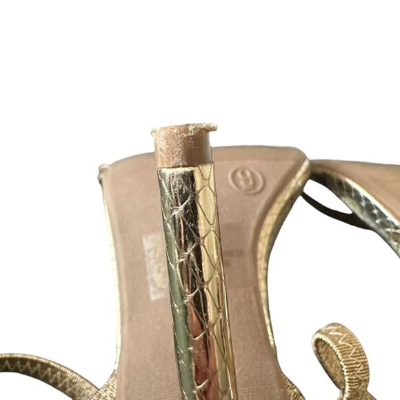 Lulu’s Adelle Light Gold Snake Embossed Ankle Strap Heels Women's 9 Gold - Picture 10 of 12